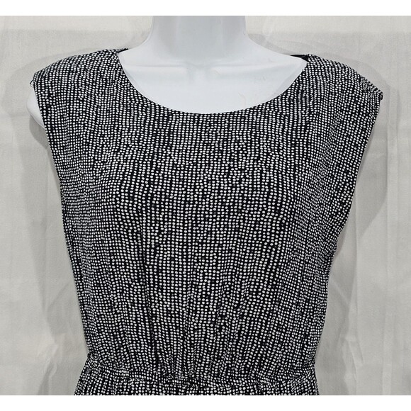 Zara Blouson Mini Dress Viscose Knit Polka Dot Navy Minimalist Office Casual M - Picture 6 of 13